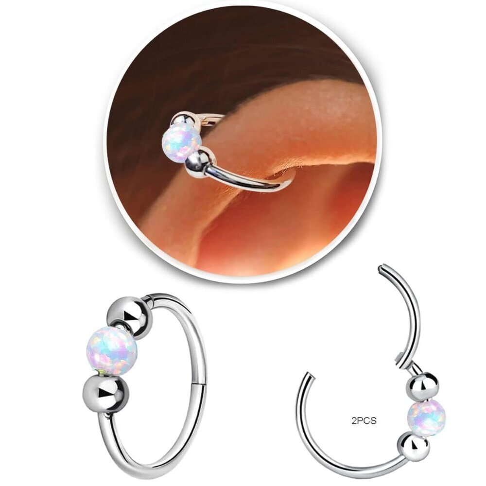 Unisex 2-Pack 8mm Silver 18G Hypoallergenic Surgical Steel Cartilage Earrings wi